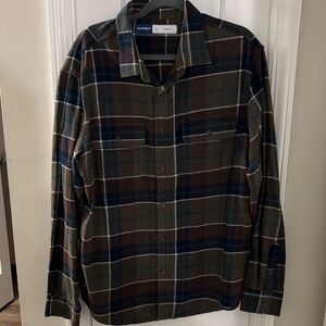 Old Navy Men's Casual Plaid Shirt - Brown and Blue